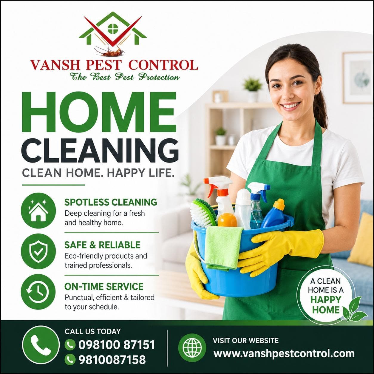 Home Cleaning service poster — Vansh Pest Control