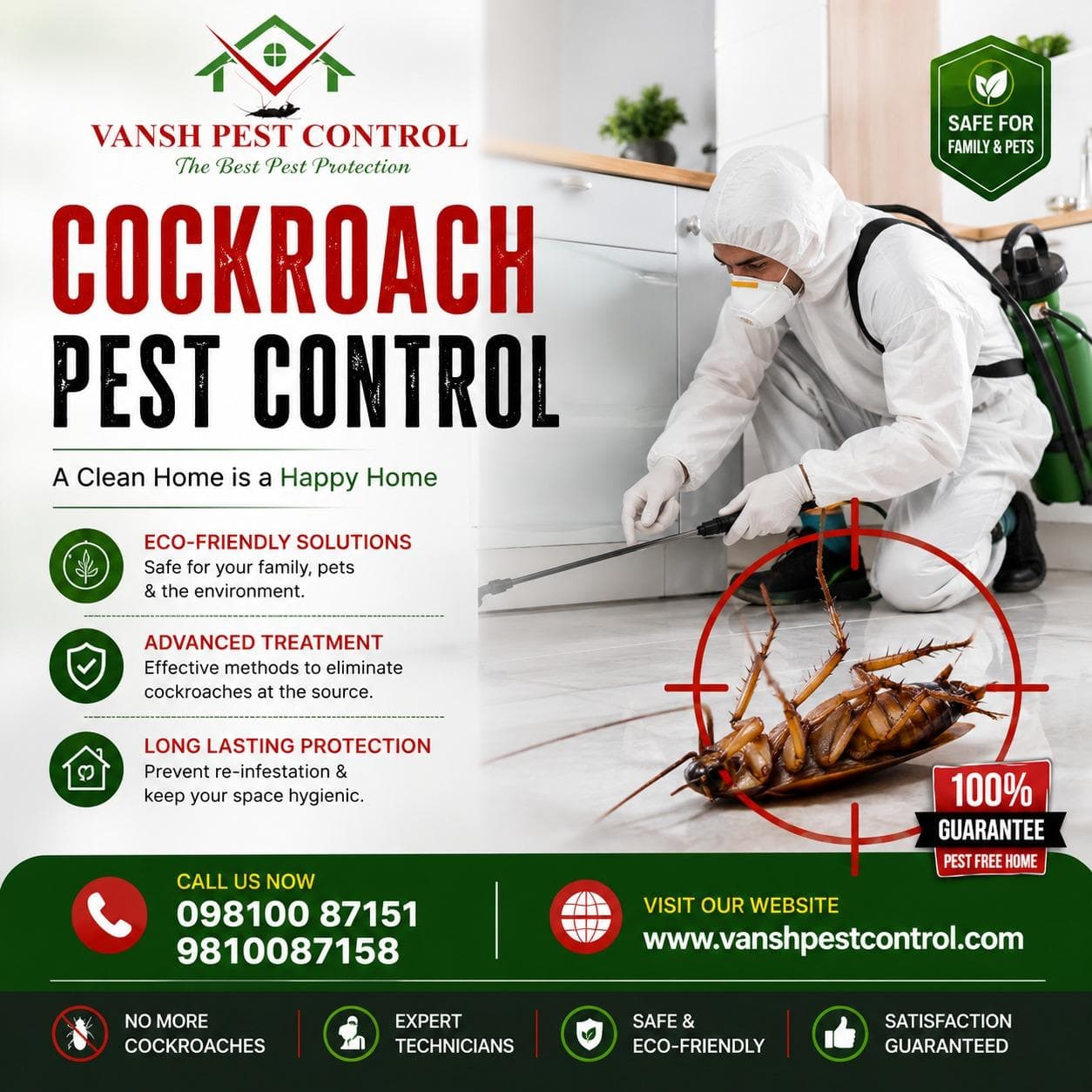 Cockroach Control service poster — Vansh Pest Control